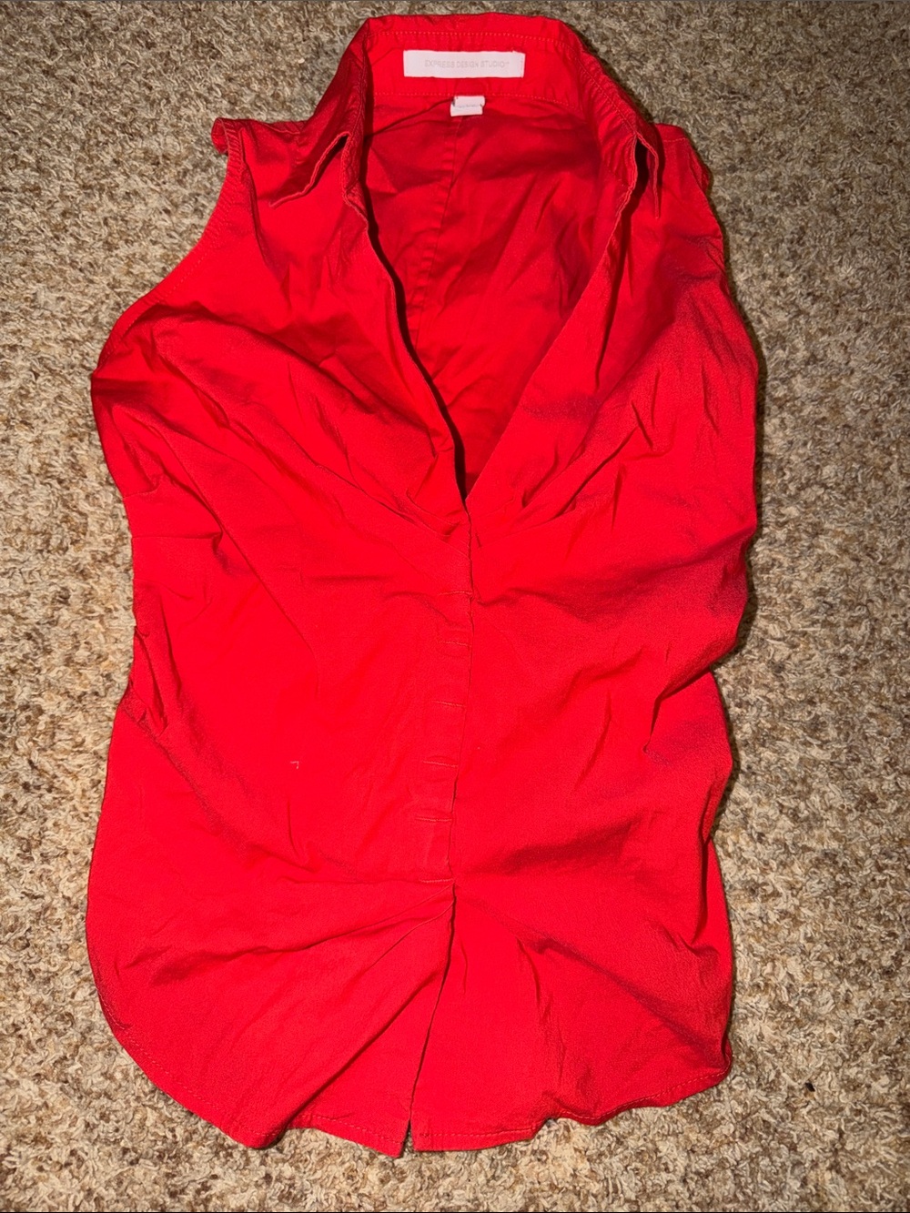Express Sleeveless V-Neck Blouse Red